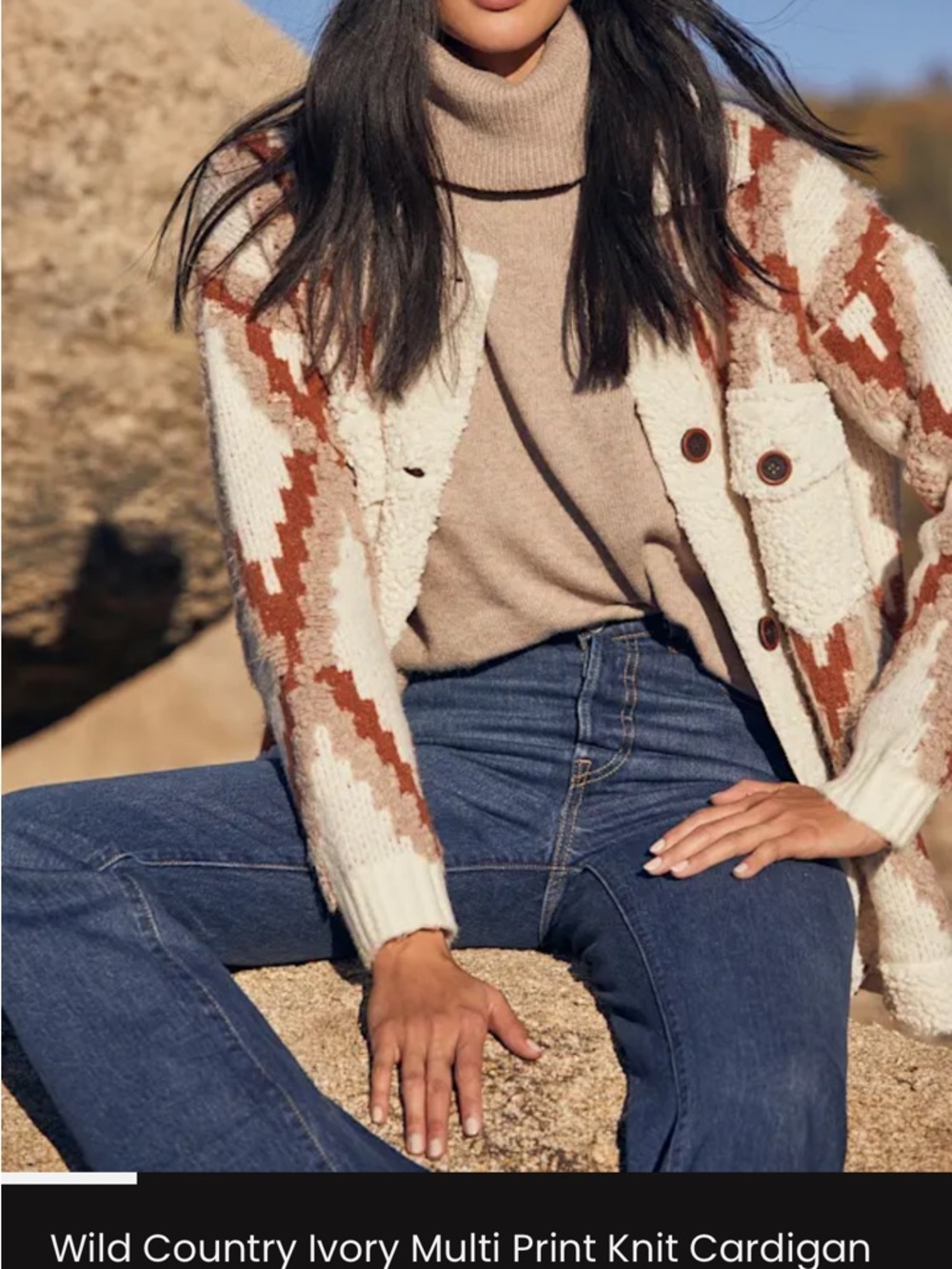 Wild Country Ivory Multi Print Knit Cardigan